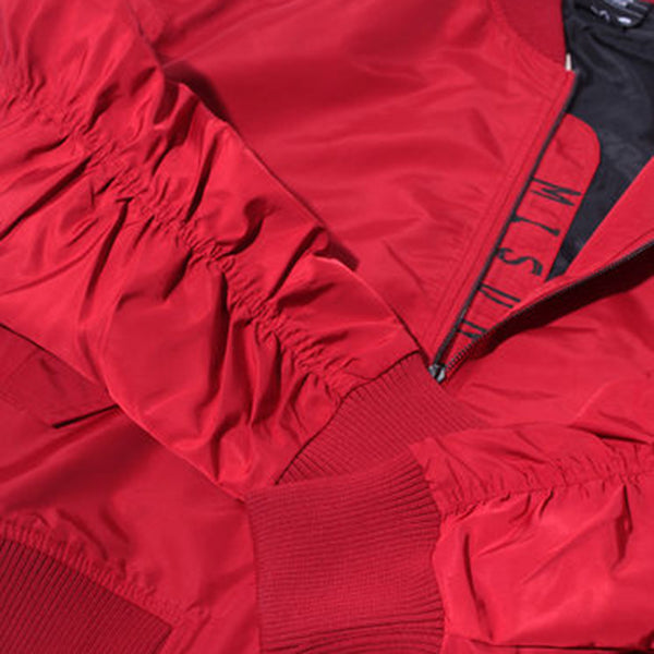 Misunderstood Red Embroidery Bomber Jacket