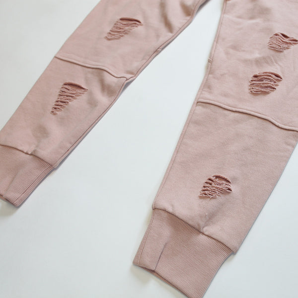 Long Live the Youth Distressed Rose Joggers