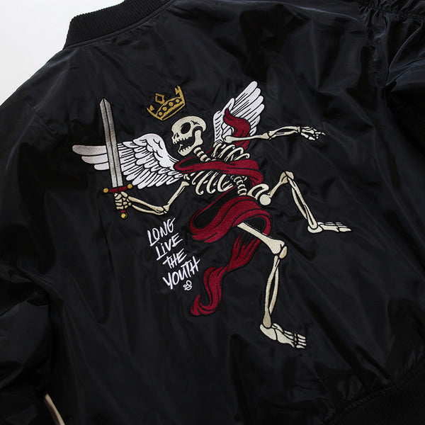 Misunderstood Black Embroidery Bomber Jacket