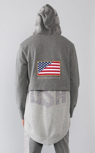 TOPS - MID-WEIGHT FRENCH TERRY OLYMPIC USA  DK GREY/H.GREY HOODIE