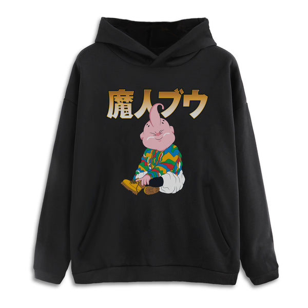 Biggie Buu Drop Shoulder Black Pullover Hoodie