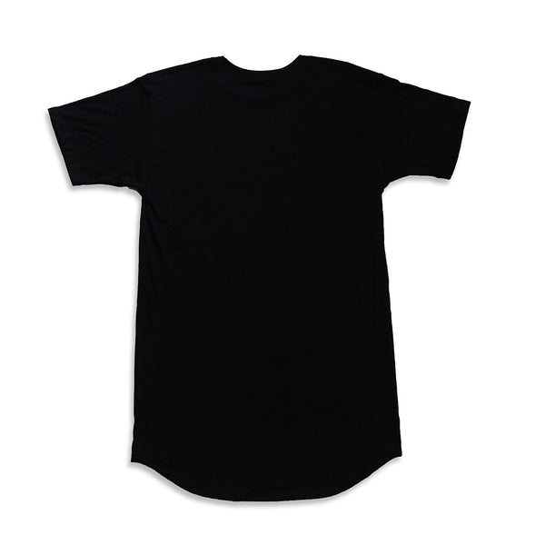 Brave Hearted Curved Hem Scallop Black Tee