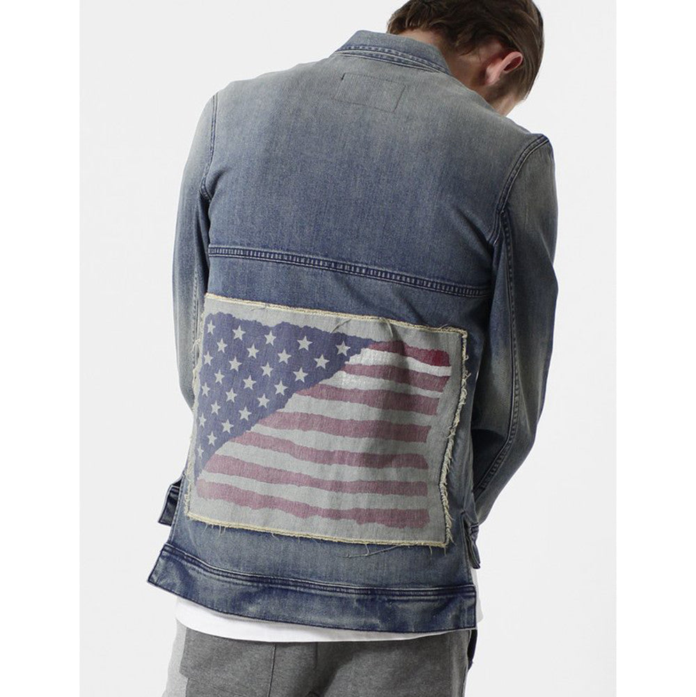 Entree LS Olympic USA Flag Vintage Wash Denim Jacket