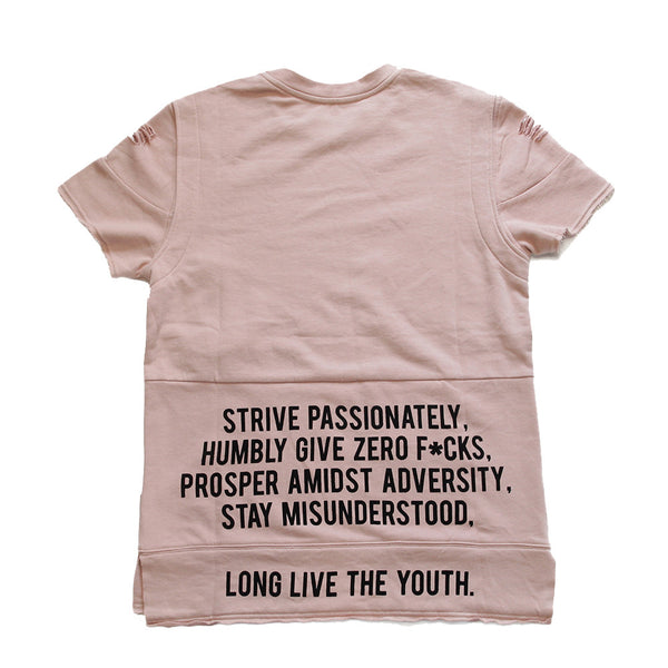 Long Live the Youth Distressed S/S Rose Sweatshirt