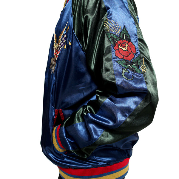 New York 90's Satin Embroidery Bomber Souvenir Jacket
