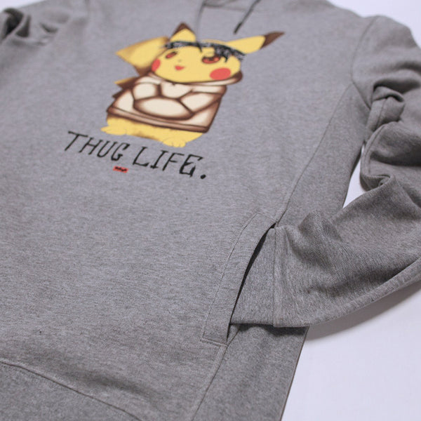 Thug Life IV Pikachu Custom Gray French Terry Hoodie
