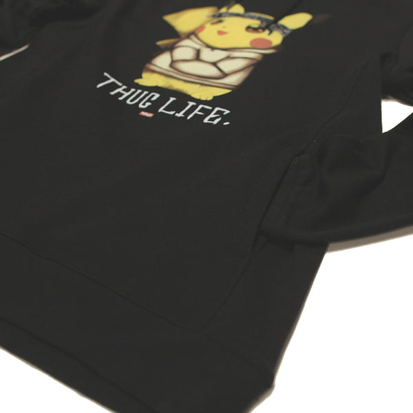 Thug Life IV Pikachu Custom Black French Terry Hoodie