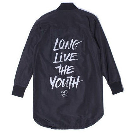 Long Live the Youth Black Long Bomber Jacket