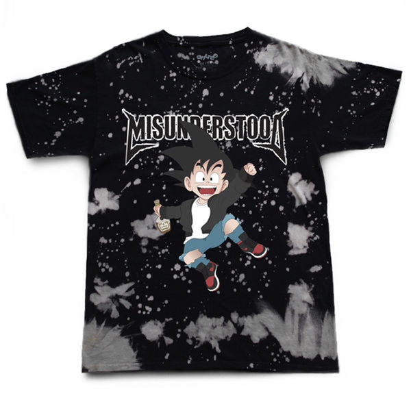 Misunderstood Goku Vintage Tie Dye Black Tee