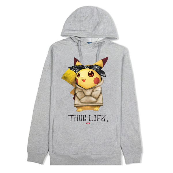Thug Life IV Pikachu Custom Gray French Terry Hoodie