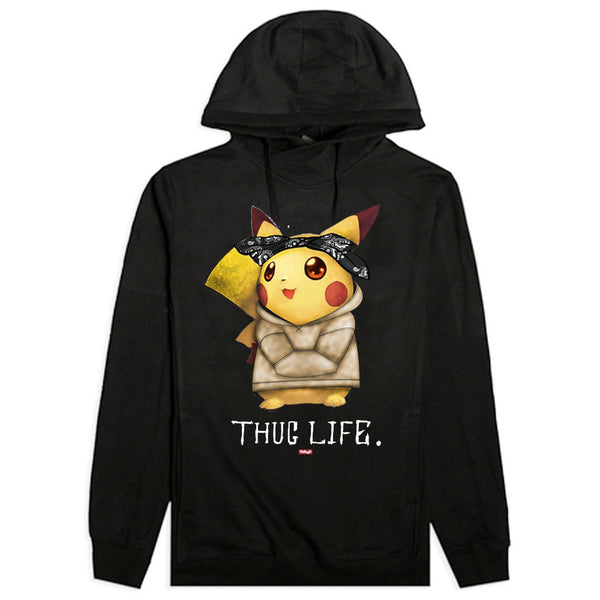 Thug Life IV Pikachu Custom Black French Terry Hoodie