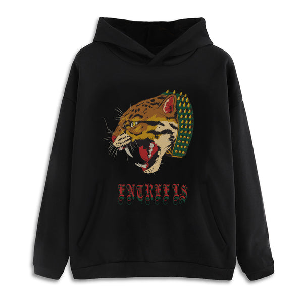 Sabertooth Drop Shoulder Black Pullover Hoodie