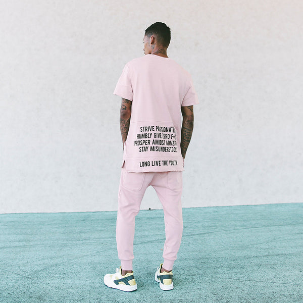 Long Live the Youth Distressed S/S Rose Sweatshirt