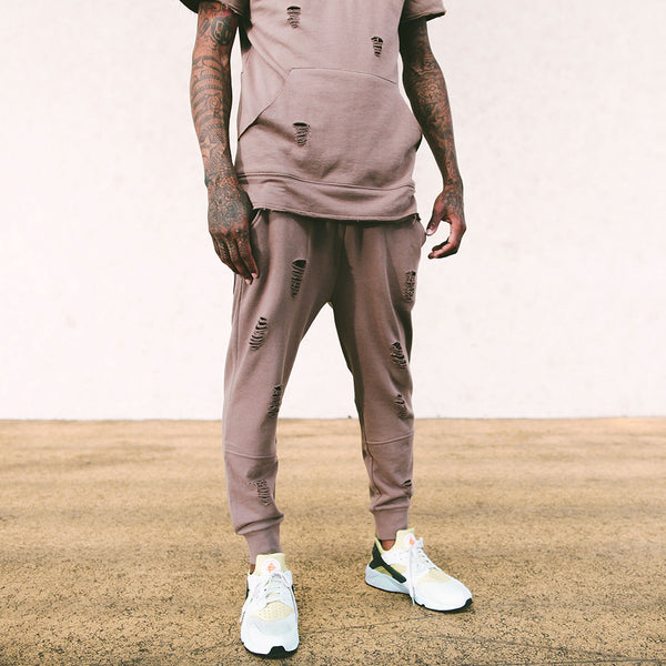 Long Live the Youth Distressed Taupe Joggers