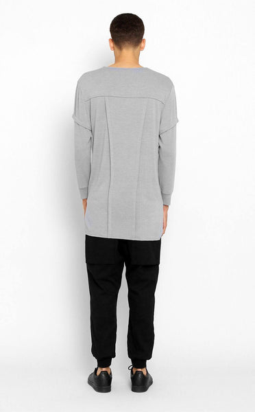 TOPS - UNKNOWN Gray Elongated Long Sleeve